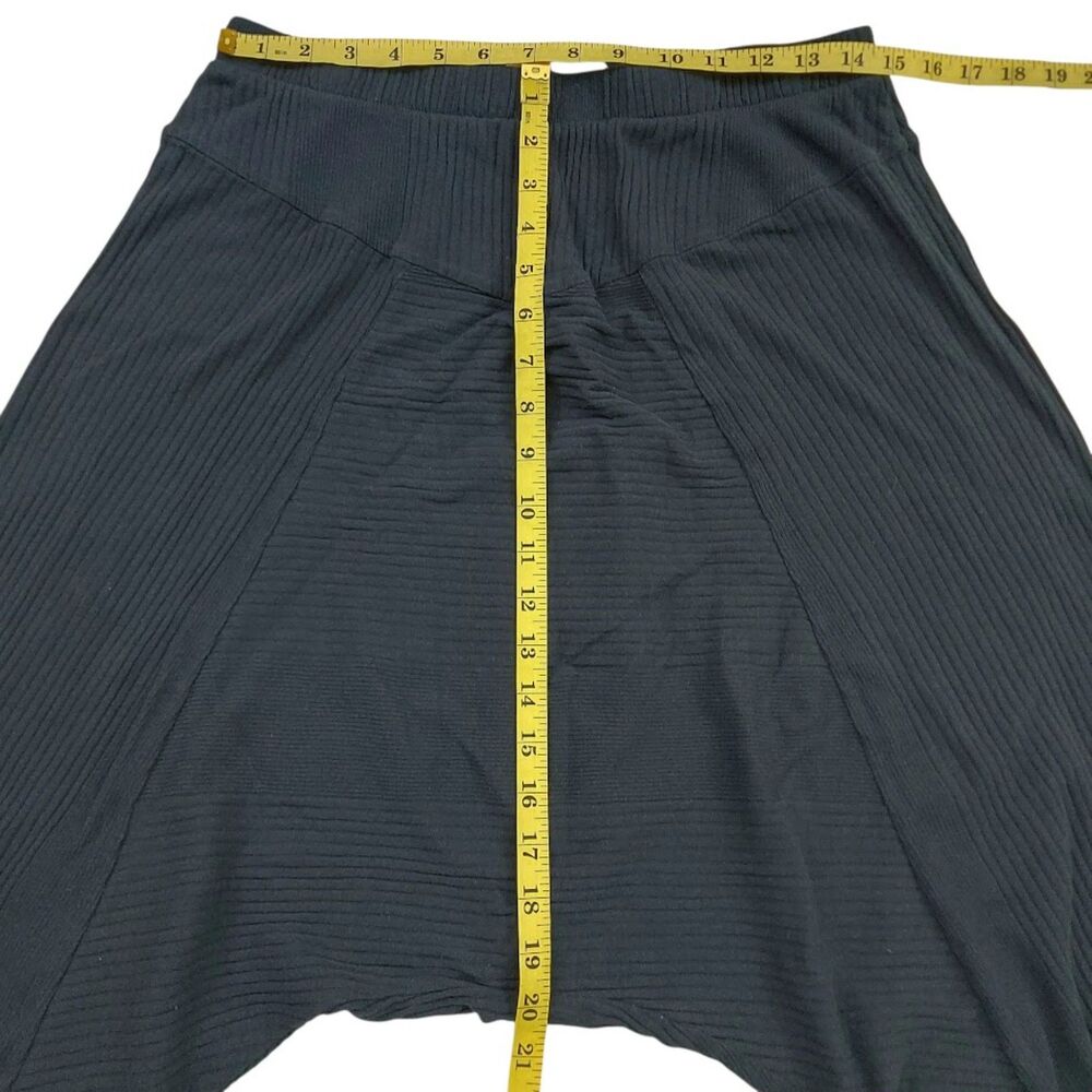Free People FP Beach Harem Pants Womens Small Black Ribbed Drop Crotch Lounge - Picture 8 of 9